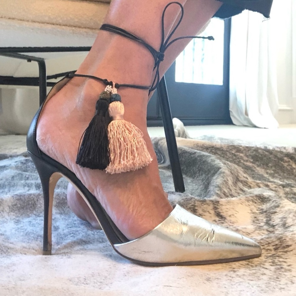 Elegant Silver and Black Women's Heels